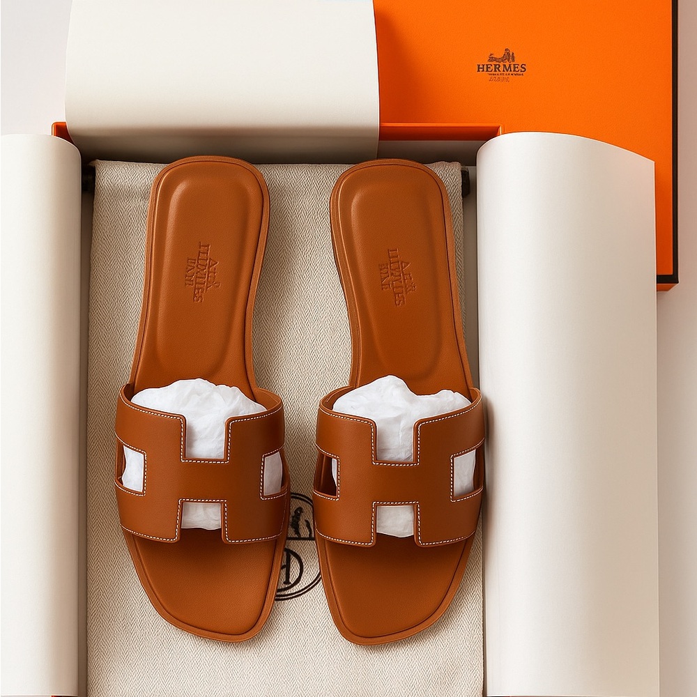 NEW Hermès Oran Sandals Gold Box Calf | Size 40 | NWT